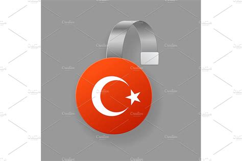 Realistic Turkish Flag Round Sticker | Graphic Objects ~ Creative Market