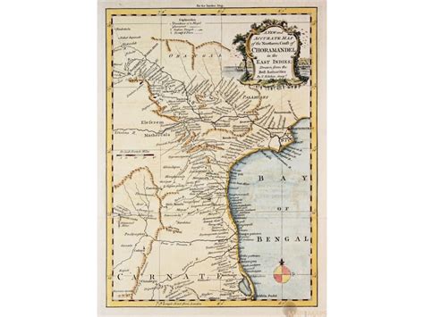 Northern Coast of Choramandel Old map by Kitchin 1757 | Mapandmaps