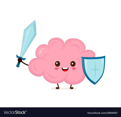 Cute Strong Happy Smiling Healthy Brain Royalty Free Vector