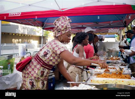 Traditional Nigerian food is sold at a street fair following the ...