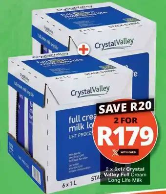 X X L Crystal Valley Full Cream Long Life Milk Offer At Checkers Hyper