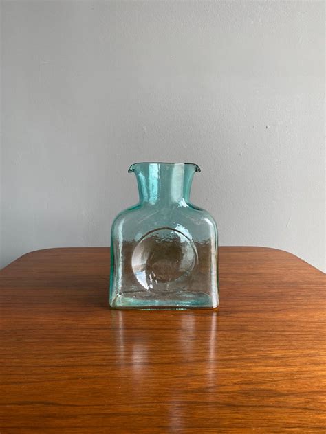 Blenko Blue Art Glass Water Bottle Circa 1970 For Sale At 1stdibs