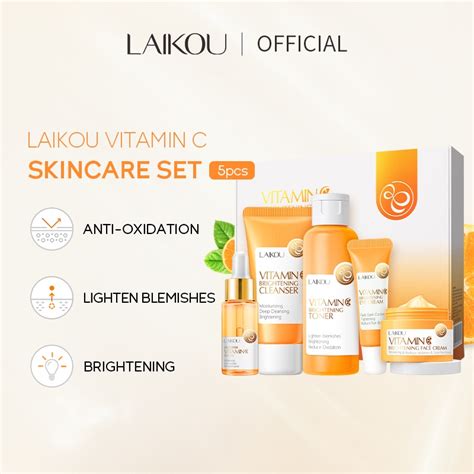 LAIKOU Vitamin C Brightening Skin Care Set Moisturizing Whitening Anti