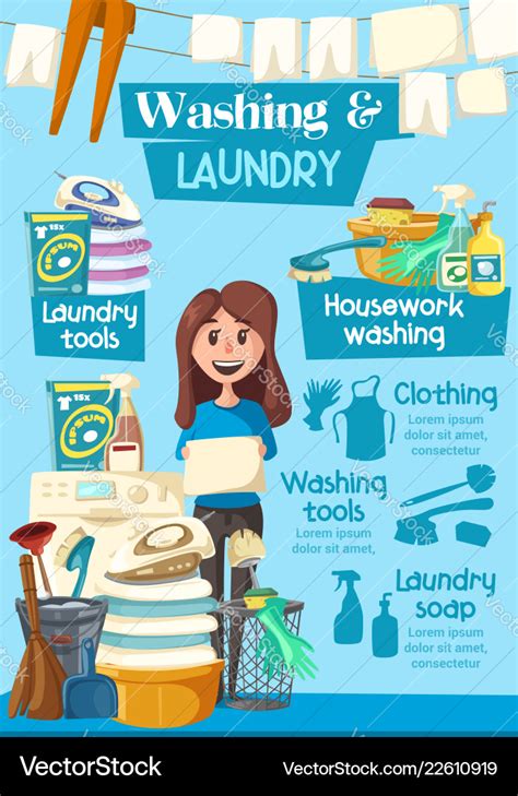 Laundry And Washing Home Service Poster Royalty Free Vector