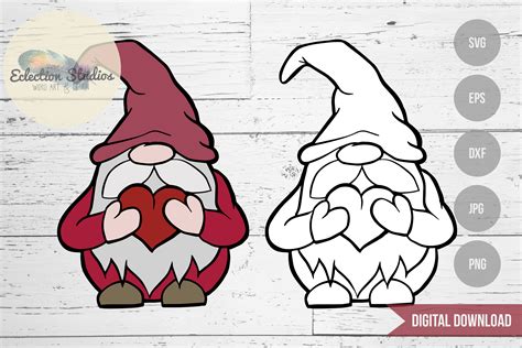 Gnome Valentine Gnome Holding Heart Gnome SVG