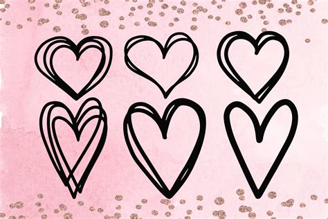 Doodle Hearts Valentines Day Collection Of 6 Svg Designs 414124