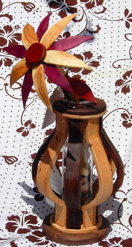 Wooden Flower & Vase