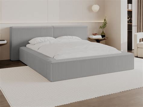 Bed Met Opbergruimte X Cm Van Lichtgrijs Ribfluweel Timano