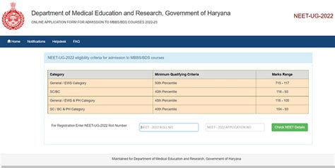 Haryana Neet Ug Mop Up Counselling 2022 Registration Open Till Dec 12