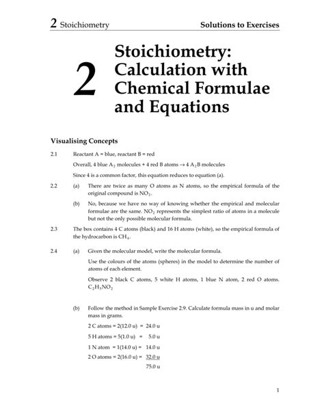 Stoichiometry Calculation With Chemical Formulae And Equations