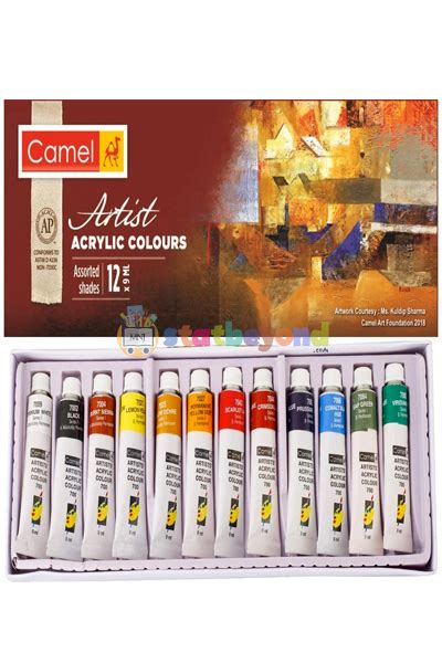 Camel Camlin Kokuyo Acrylic Color Box 9ml Tubes 12 Shades