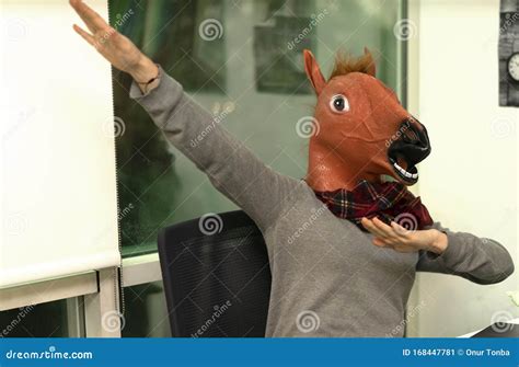 Horse Head Business Girl. Horse Head Mask Portraiture Stock Image ...