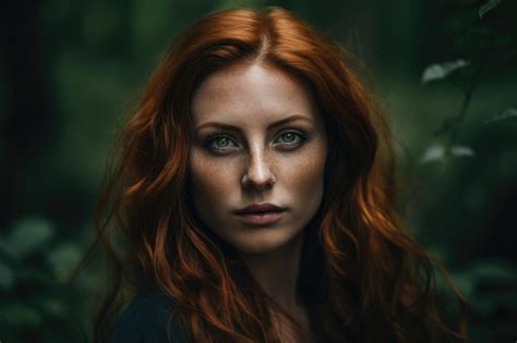 Premium Ai Image Mystical Beauty Of A Woman With Piercing Green Eyes