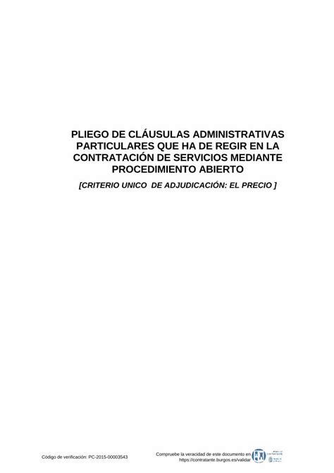 Pdf Pliego De Cl Usulas Administrativas Estudio Documental Del