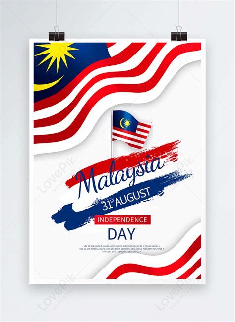 Poster Hari Kemerdekaan Malaysia Yang Berwarna Warni Gambar Unduh