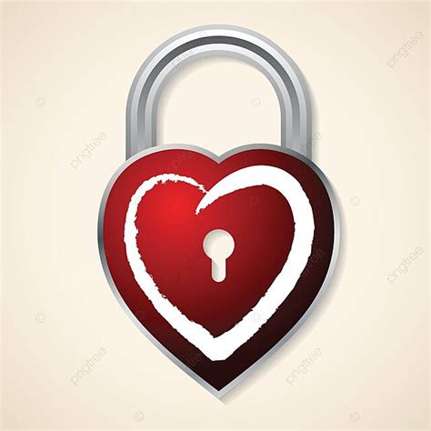 Red Heart Shaped Padlock Steel Sign Shining Vector Steel Sign