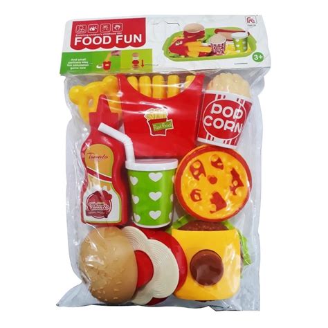 Kit Cozinha Infantil Lanche Hamburguer Refrigerante Batata Frita