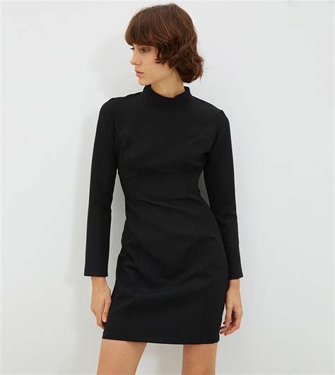 Buy Trendyol Mock Neck Mini Wrap Dress In Black Thstreet Qatar