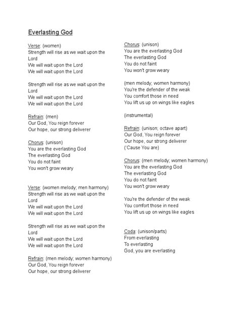 Everlasting God Lyrics | PDF | Refrain | Song Structure