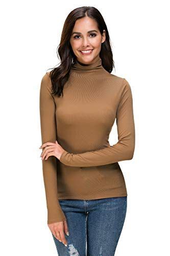 Womens Long Sleeve Sleeveless Mock Turtleneck Stretch Fitted