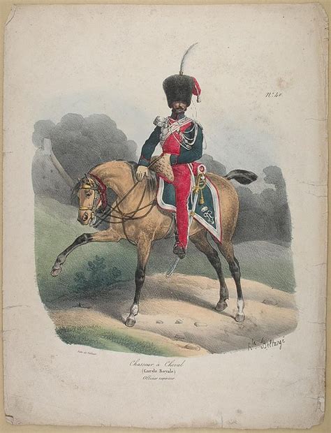 Bellang Chasseur Cheval Garde Royale Officier Sup Rieur Gravure