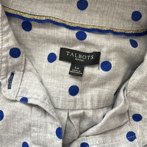 Talbots Cotton Polka Dot Button Down Top Lp Gem