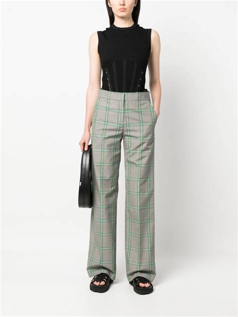 MSGM Checked Wide Leg Trousers Farfetch