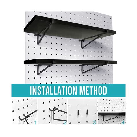 Pegboard Shelf Black, 4 Pack Wooden Pegboard Shelves With Metal ...