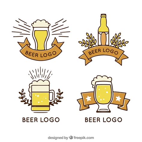 Free Vector | Hand drawn beer logo collection