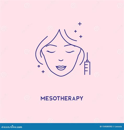 Face Mesotherapy Line Icon Hyaluronic Acid Facial Injection Vector