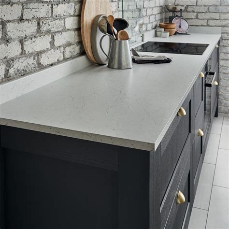 Howdens 3m X 19mm White And Grey Marble Effect Laminate Upstand Howdens