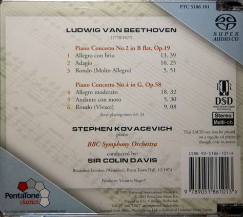 Beethoven Piano Concertos Nos 2and4 Stephen Kovacevich Sir Colin Davis Hybrid Sacd