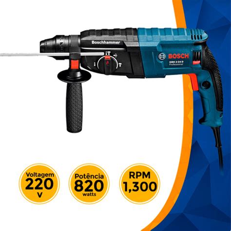 Martelete Perfurador Rompedor Bosch Gbh 2 24D 820W 220V em Promoção