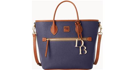 Dooney Bourke Leather Pebble Grain Handle Tote In Midnight Blue Blue