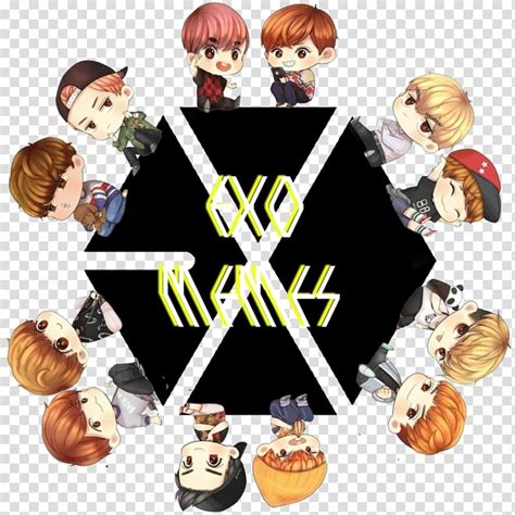 Exo K Pop Logo Exo Chibi Transparent Background Png Clipart Hiclipart