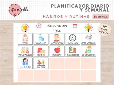 Planificador De Rutinas Diario Y Semanal Tarjetas De Etsy Espa A