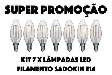 Kit X Lampada Vela Filamento Led Sadokin W V K Mercadolivre