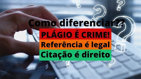 Plágio é crime Como diferenciar plágio referência e citação YouTube