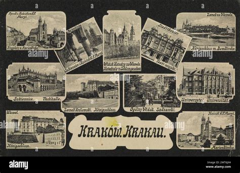 Collage of vintage black and white postcards of historical buildings ...