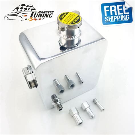 Silver Universal Aluminium 2l Litre Polished Alloy Header Expansion Water Tank And Cap Coolant