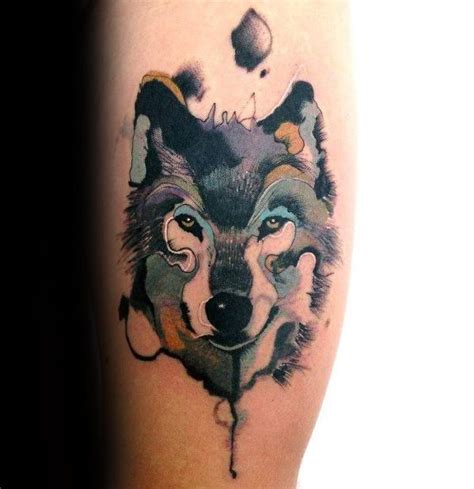 Wolf Watercolor Tattoo Designs For Men Cool Ink Ideas