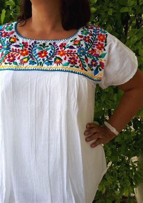 Blusa Mexicana Bordada Blusa Mexicana Blanca Blusa Boho Bordada