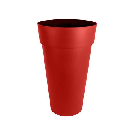 Vaso redondo alto Toscana XXL 40x80cm 90L Vermelho Rubi EDA Plásticos