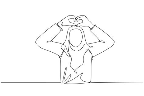 Continuous One Line Drawing Young Arabian Woman Making Or Gesturing