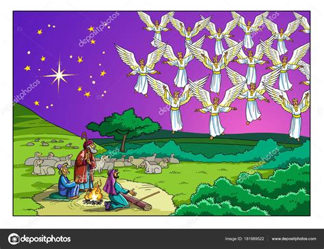 Christmas Story Shepherds And The Choir Of Angels Stock Photo By