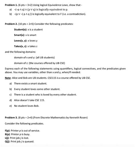 Solved Problem 1 6 Pts 3×2 Using Logical Equivalence