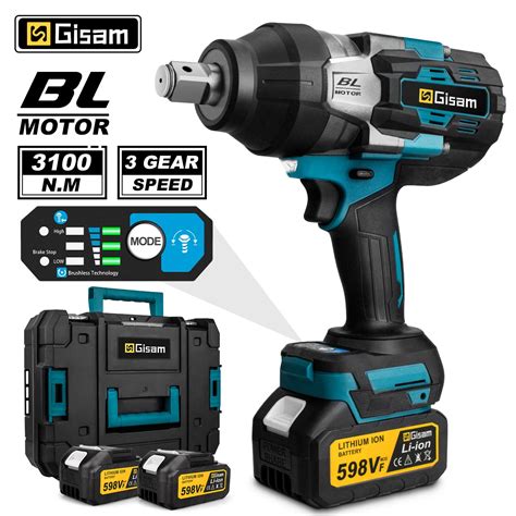 Gisam 3100N M High Torque Brushless Electric Impact Wrench 3 4 Inch