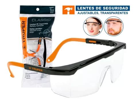 Lentes Seguridad Ajustables Mica Transparente Truper Meses Sin