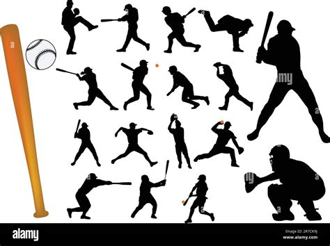 Baseball Players Silhouettes Vector Stock Vector Image And Art Alamy