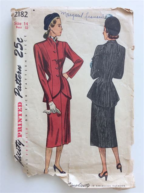 Kits And How To 1949 Simplicity 2772 Women U2019s 2 Piece Dress Sewing Pattern Size 16 Bust 34